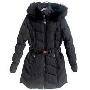 Laundry by Shelli Segal Down Puffer Coat S Leopard Lining SANITIZED